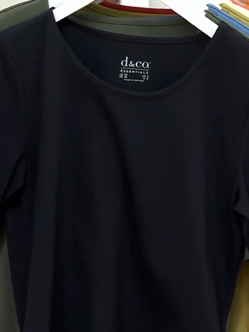 Denim & Co Essentials Perfect Jersey Elbow Sleeve Top in Black